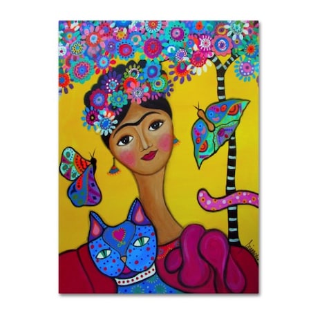 Prisarts 'Brigit's Frida And Her Cat' Canvas Art,14x19
